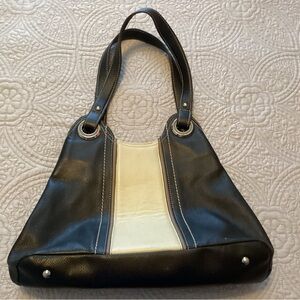 Tignanello black and cream leather handbag in EUC